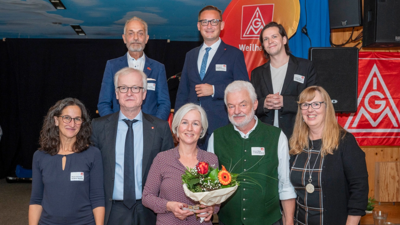 Das Team der IG Metall Weilheim auf der Jubilarehrung 2023 mit Hans-Jürgen Urban