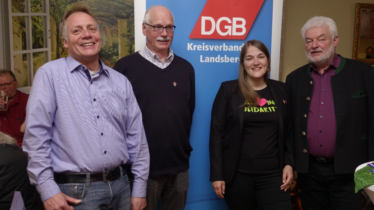 Die Redner*innen und Veranstalter*innen des DGB Landsberg an der Maifeier 2022.