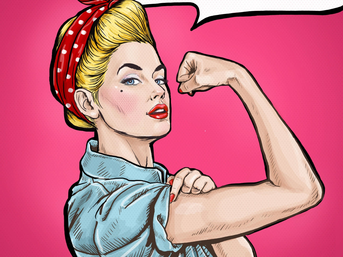 Frau zeigt ihre Muskeln