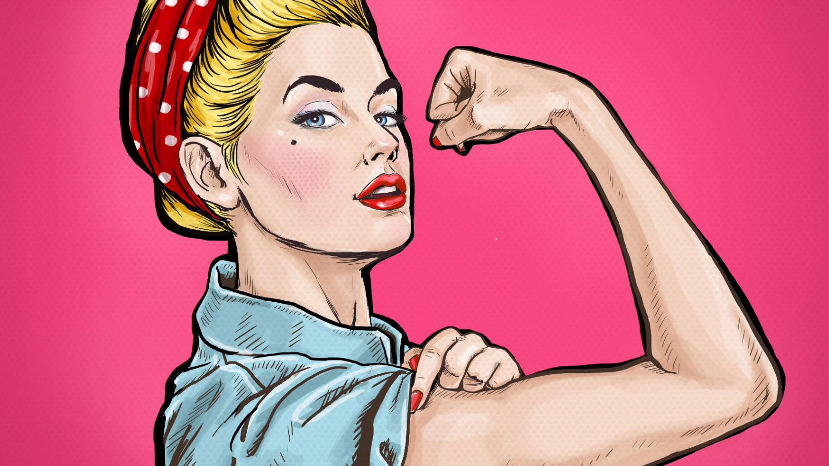 Frau zeigt ihre Muskeln