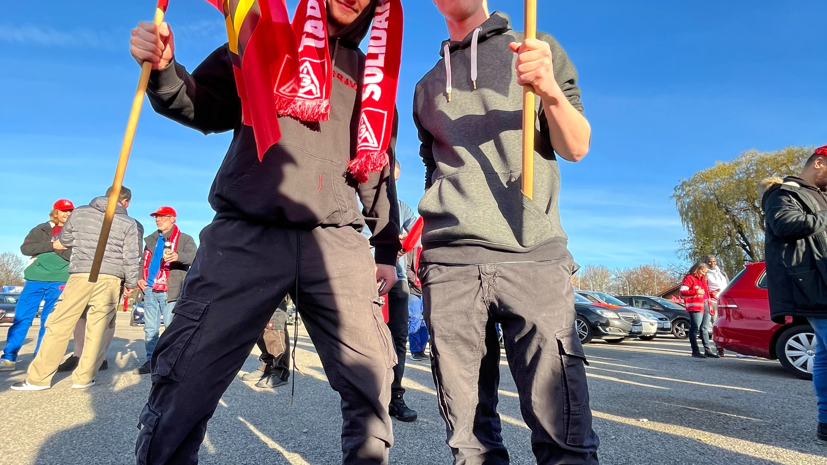 IG Metall Jugend Weilheim beim Warnstreik Tarifrunde M+E 2022