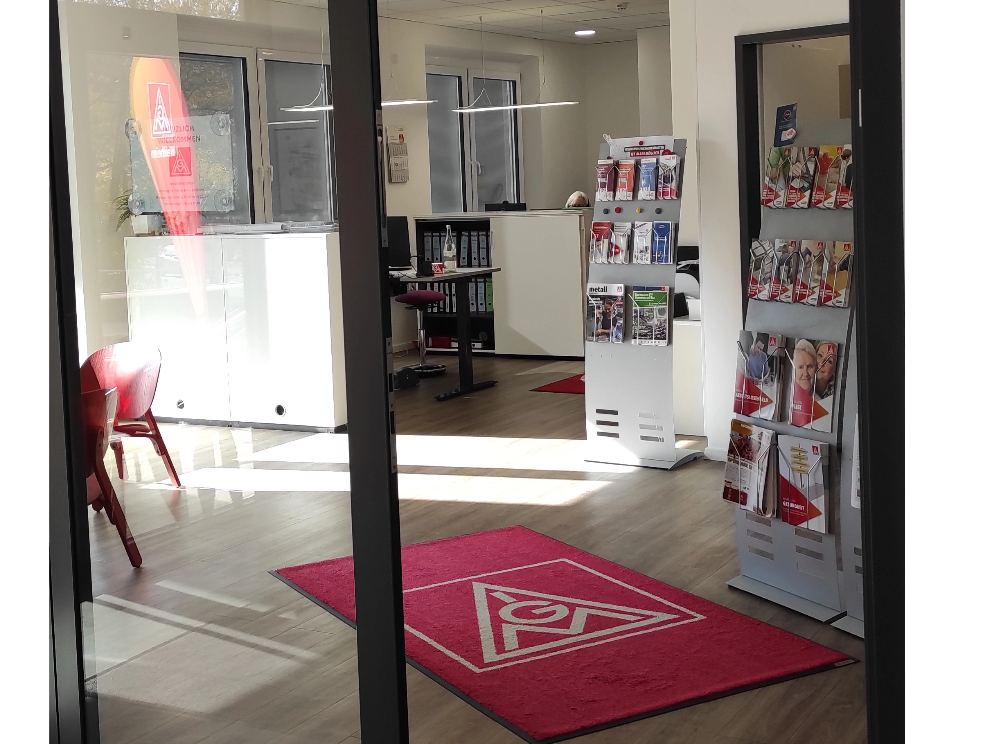 Eingangsbereich der IG Metall Geschäftsstelle Oberland