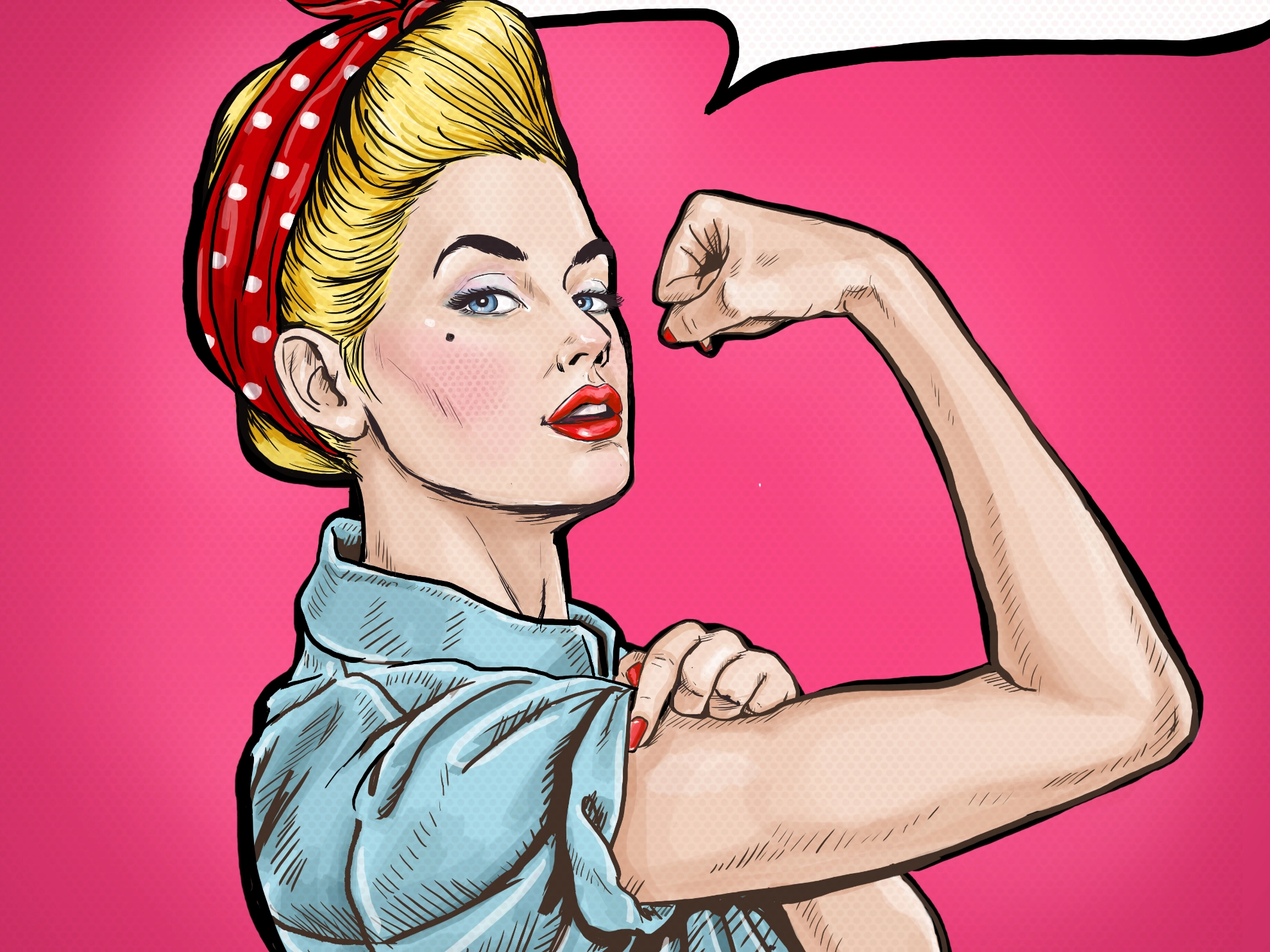 Frau zeigt ihre Muskeln