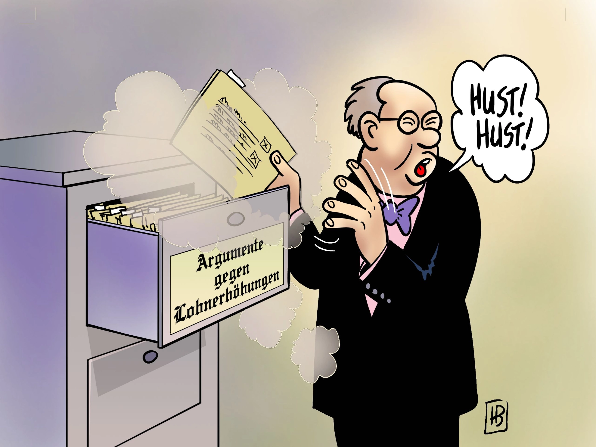 Cartoon zu den Arbeitgeber Argumenten gegen die Tarifforderungen der Gewerkschaften