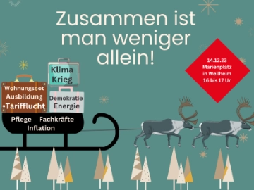 Einladungspostkarte zur Sozialaktion in Weilheim 2023