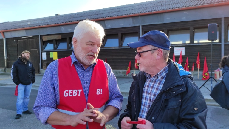Dinter und König beim Warnstreik