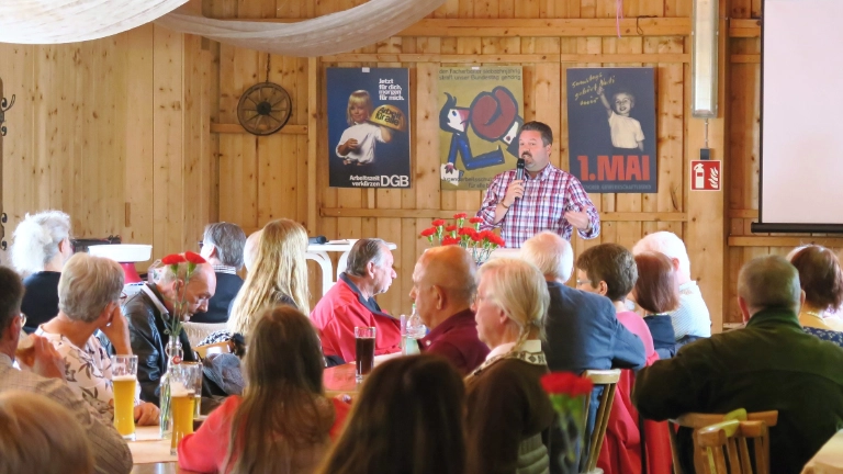 Walter Hain - Wacky - mit einer Rede beim 1. Mai 2022 in Peiting in der Zechenschenke