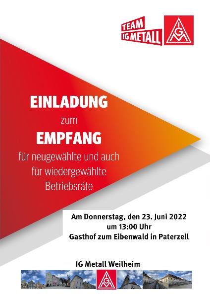 Einladung zum Betriebsräteempfang 2022