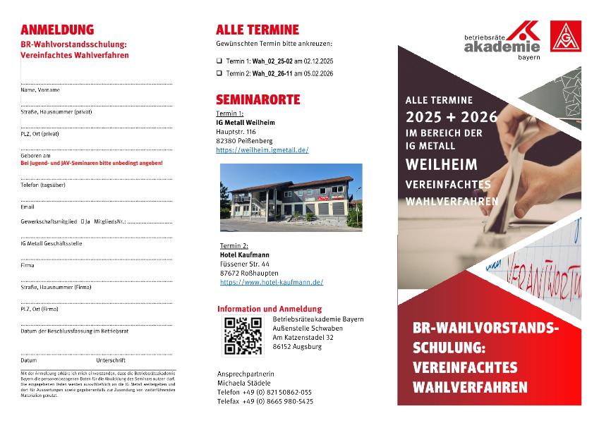 Flyer Wahlvorstandsschulung vereinfachtes Wahlverfahren 2025 / 2026