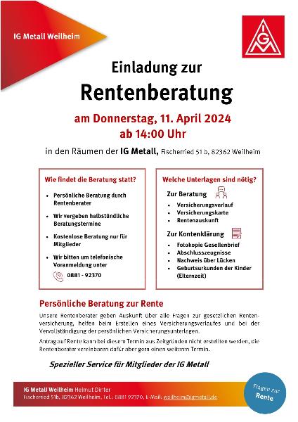 Rentenberatung im April 2024