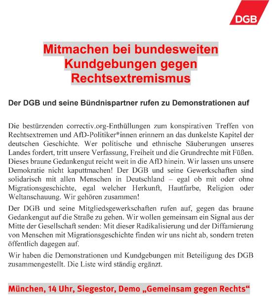 Aufruf zur Demo „Gegen Rechts“