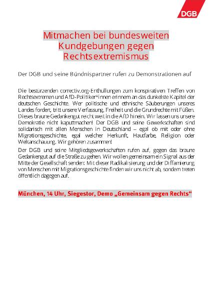 Aushang Flyer zur Demo gegen Rechts in München
