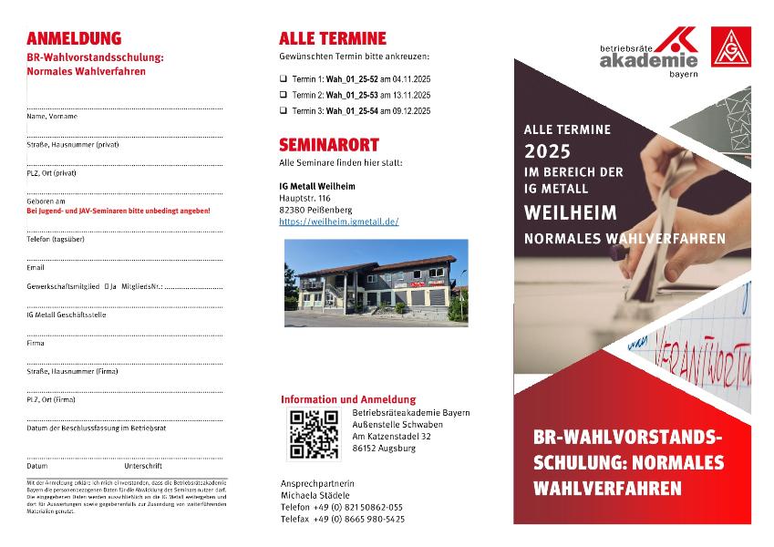 Flyer Wahlvorstandsschulungen - normales Wahlverfahren