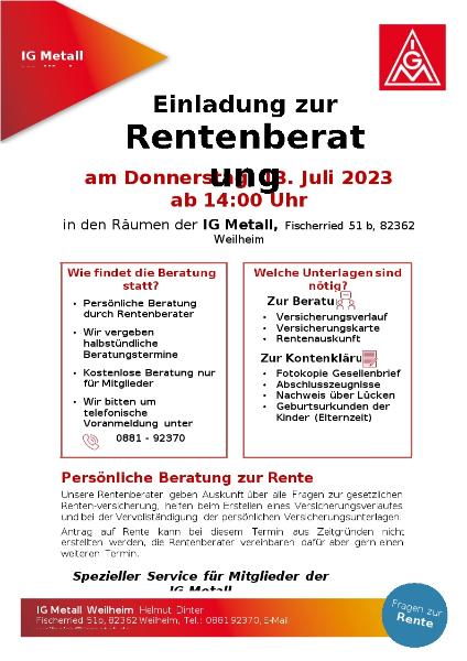 Rentenberatung Juli 2023
